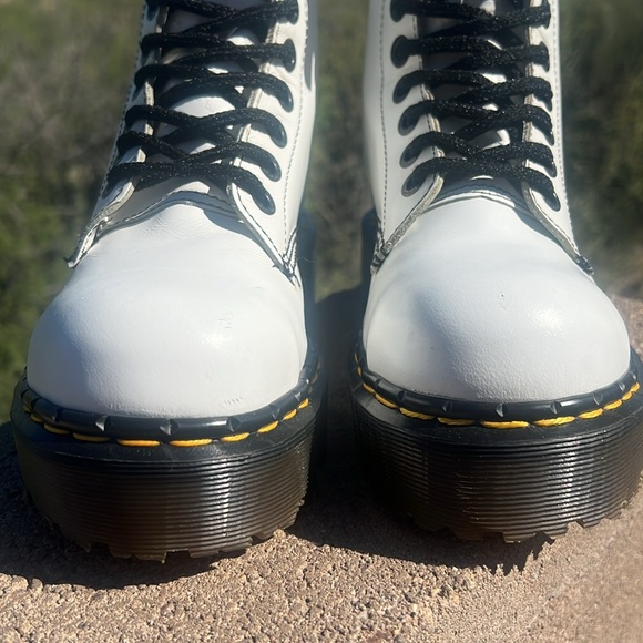 🏴󠁧󠁢󠁥󠁮󠁧󠁿 Steel Toe MIE Dr. Martens 10 Eye White 90’s Platform Boots UK 4 - Picture 5 of 17